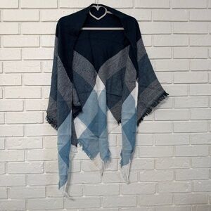 Wander Agio Blue Plaid Oversized Shawl Wrap – New